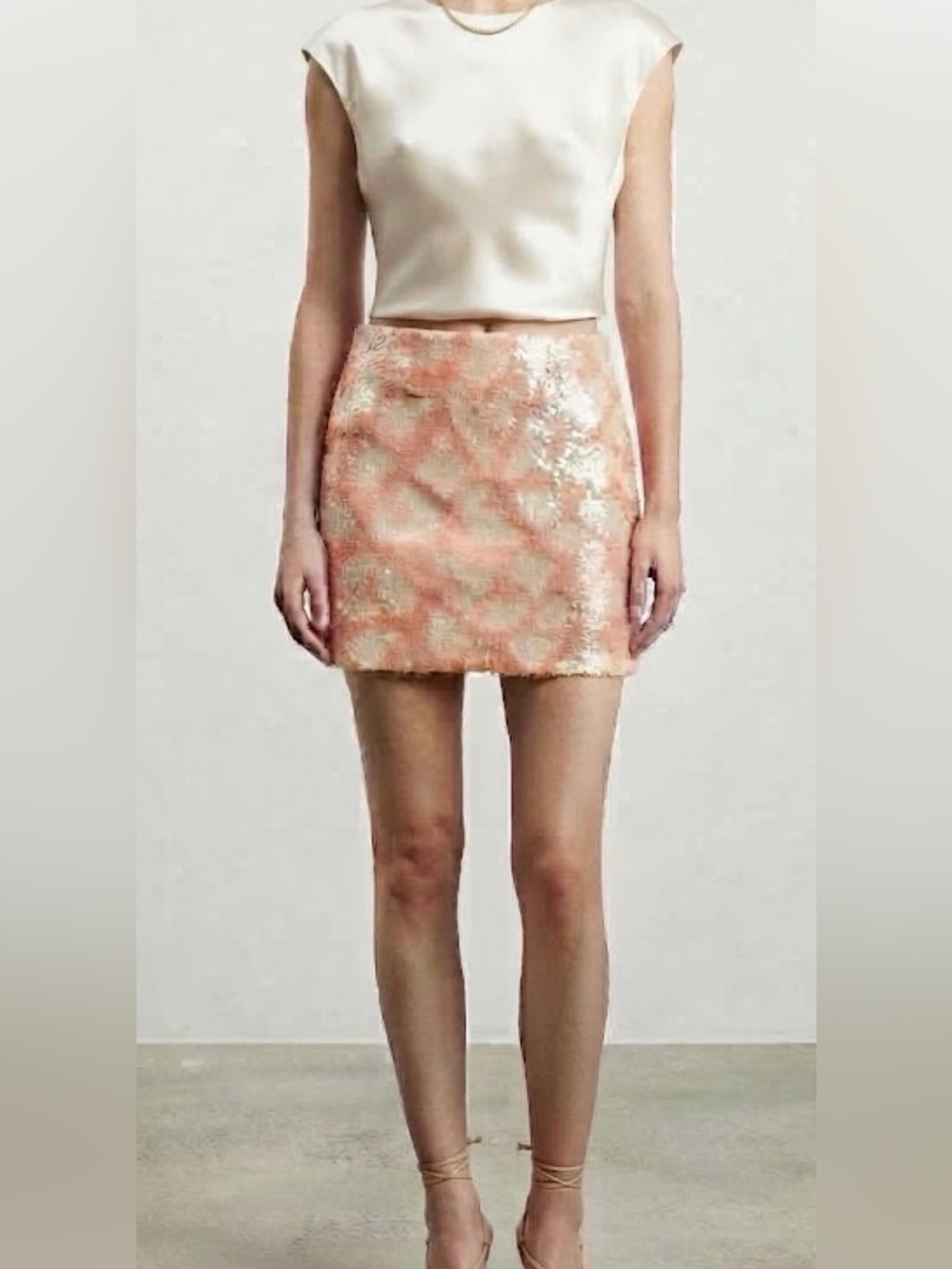 Banana Republic Pink Cream Sequin Mini Skirt